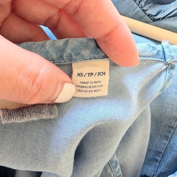 Roxy Y2K Chambray Ruffle Tiered Off the Shoulder Summer Maxi Dress XS - Picture 6 of 9